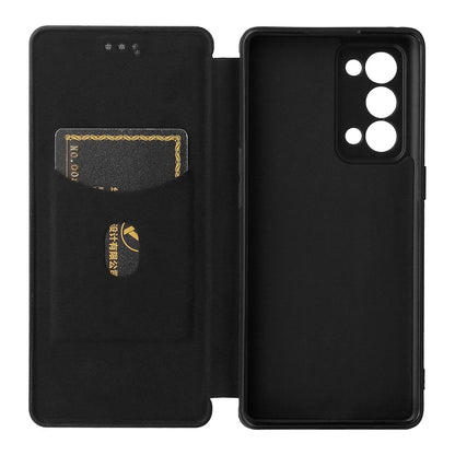 For OPPO Reno6 Pro+ 5G Carbon Fiber Texture Horizontal Flip TPU + PC + PU Leather Case with Card Slot(Black) by buy2fix