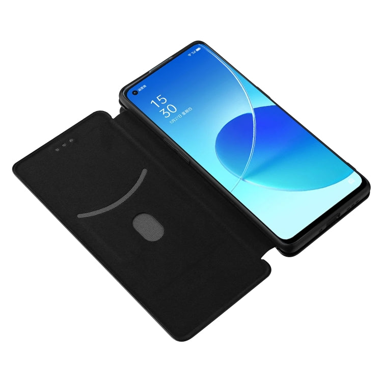 For OPPO Reno6 Pro+ 5G Carbon Fiber Texture Horizontal Flip TPU + PC + PU Leather Case with Card Slot(Black) by buy2fix