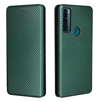 For TCL 20 SE Carbon Fiber Texture Horizontal Flip TPU + PC + PU Leather Case with Card Slot(Green) - TCL by buy2fix | Online Shopping UK | buy2fix