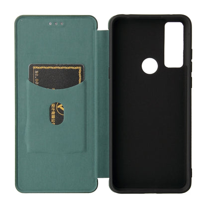 For TCL 20 SE Carbon Fiber Texture Horizontal Flip TPU + PC + PU Leather Case with Card Slot(Green) - TCL by buy2fix | Online Shopping UK | buy2fix