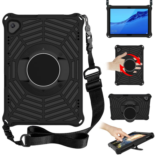 For Huawei MediaPad T5 Spider King EVA Protective Case with Adjustable Shoulder Strap & Holder(Black)
