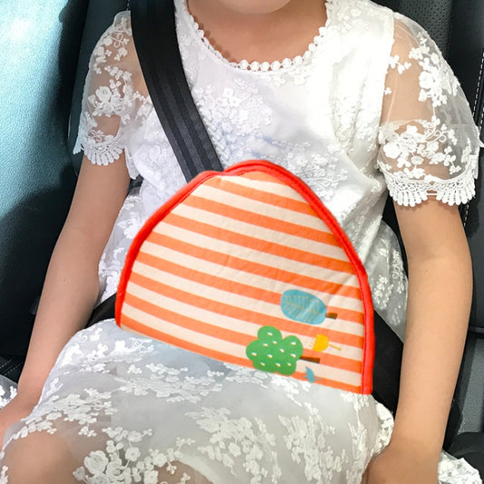 Car Child Seat Belt Adjusting and Fixing Device Buttons Seat Belt Anti-strangulation Shoulder Cover, Style:Cotton Fabric Pink Stripes by buy2fix