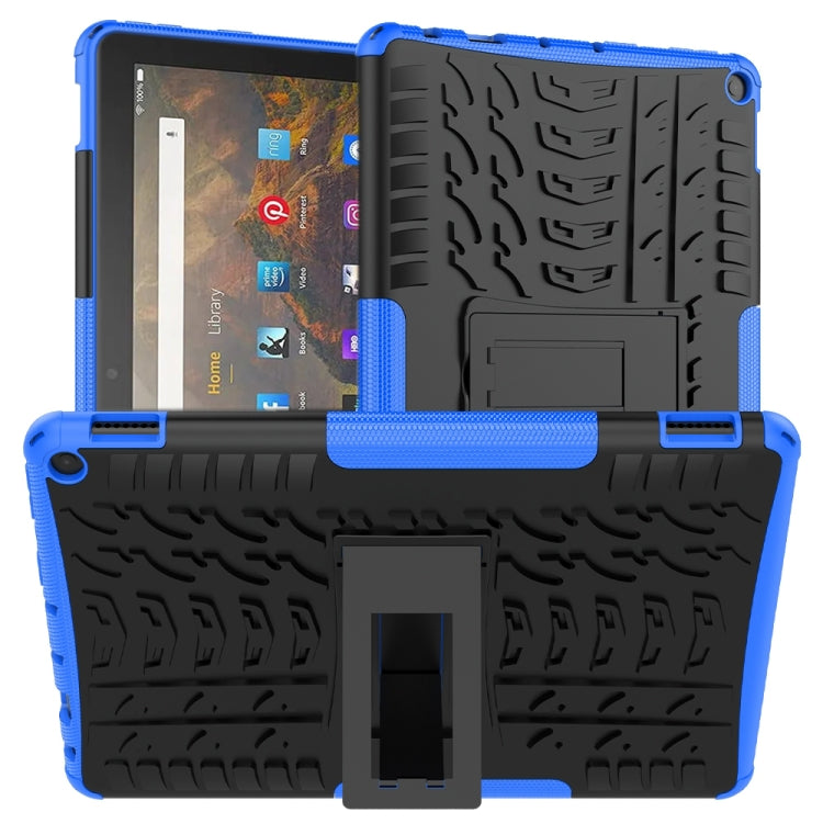 For Amazon Fire HD 10 2021 Tire Texture Shockproof TPU+PC Protective Case with Holder(Blue) by buy2fix