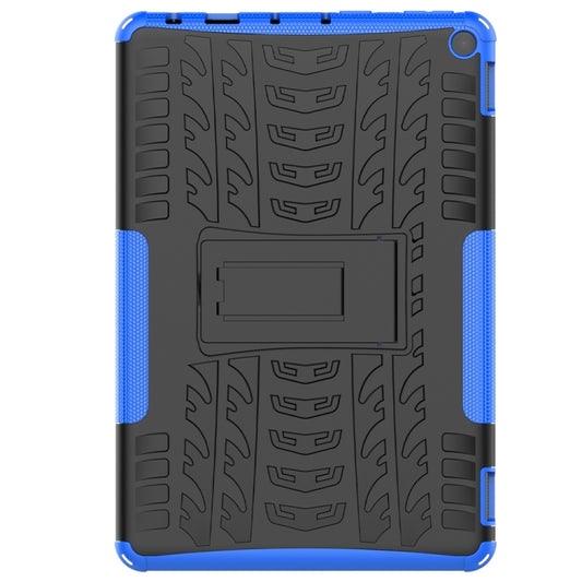 For Amazon Fire HD 10 2021 Tire Texture Shockproof TPU+PC Protective Case with Holder(Blue) - Amazon by buy2fix | Online Shopping UK | buy2fix