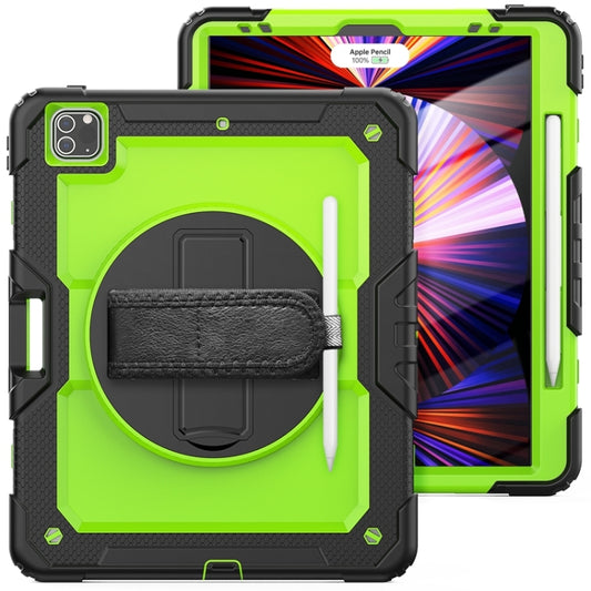 For iPad Pro 12.9 2022 / 2021 / 2020 / 2018 Shockproof Colorful Silicone + PC Protective Tablet Case with Holder & Shoulder Strap & Hand Strap & Pen Slot(Lime PC+Black) - iPad Pro 12.9 (2022/2021) Cases by buy2fix | Online Shopping UK | buy2fix