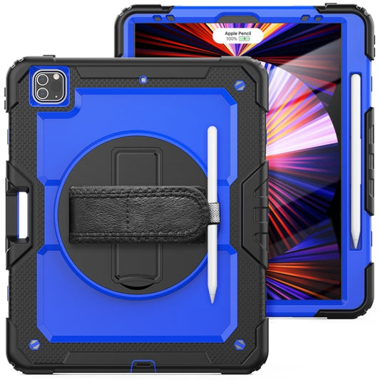 For iPad Pro 12.9 2022 / 2021 / 2020 / 2018 Shockproof Colorful Silicone + PC Protective Tablet Case with Holder & Shoulder Strap & Hand Strap & Pen Slot(Blue PC+Black) - iPad Pro 12.9 (2022/2021) Cases by buy2fix | Online Shopping UK | buy2fix