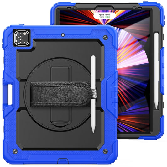 For iPad Pro 12.9 2022 / 2021 / 2020 / 2018 Shockproof Colorful Silicone + PC Protective Tablet Case with Holder & Shoulder Strap & Hand Strap & Pen Slot(Blue Silicone) - iPad Pro 12.9 (2022/2021) Cases by buy2fix | Online Shopping UK | buy2fix