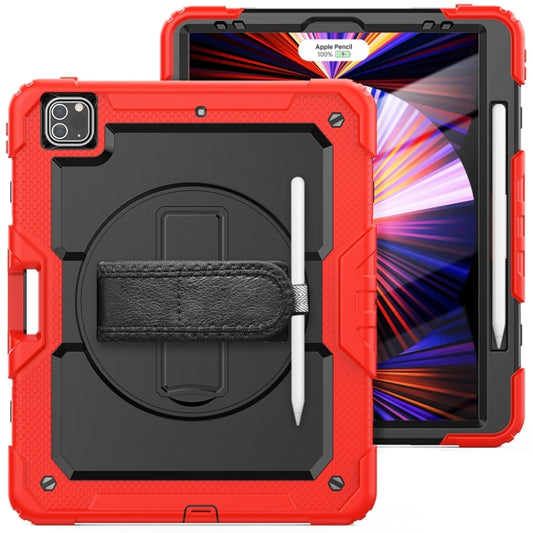 For iPad Pro 12.9 2022 / 2021 / 2020 / 2018 Shockproof Colorful Silicone + PC Protective Tablet Case with Holder & Shoulder Strap & Hand Strap & Pen Slot(Red Silicone) - iPad Pro 12.9 (2022/2021) Cases by buy2fix | Online Shopping UK | buy2fix
