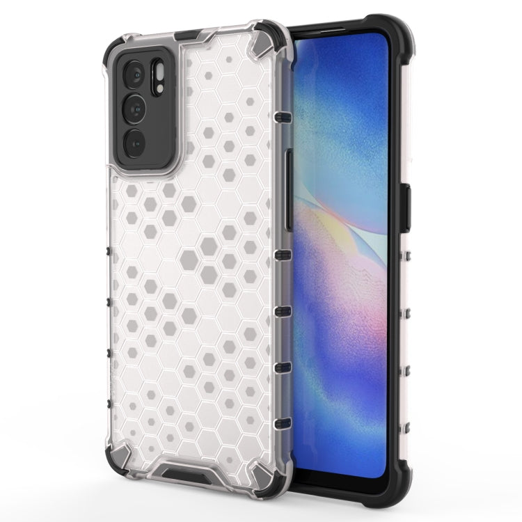 For OPPO Reno6 5G Shockproof Honeycomb PC + TPU Protective Case(White) by buy2fix