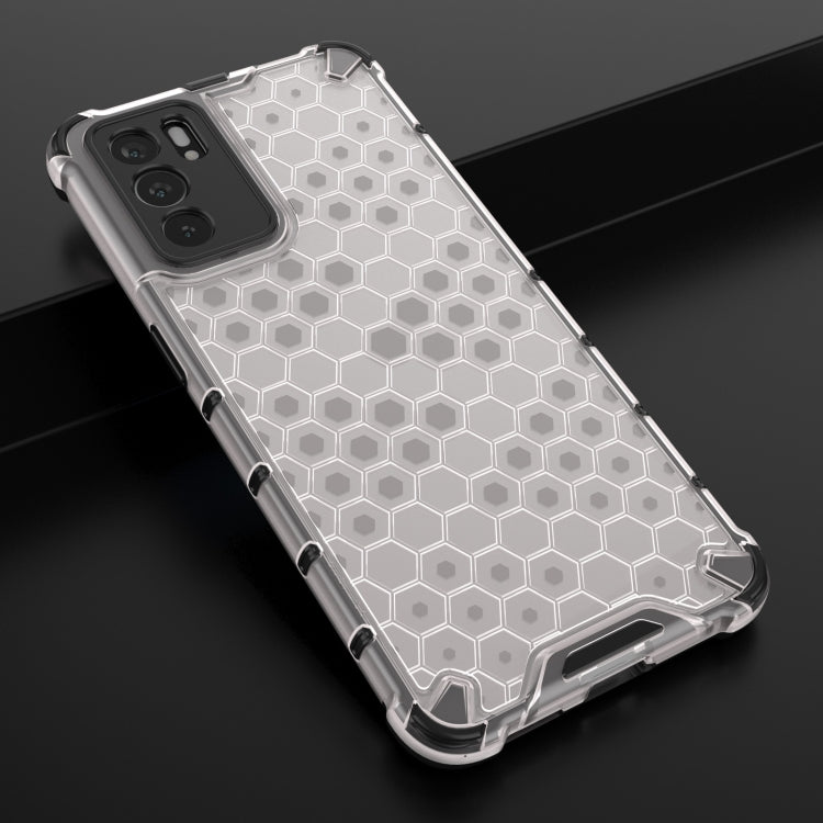 For OPPO Reno6 5G Shockproof Honeycomb PC + TPU Protective Case(White) by buy2fix