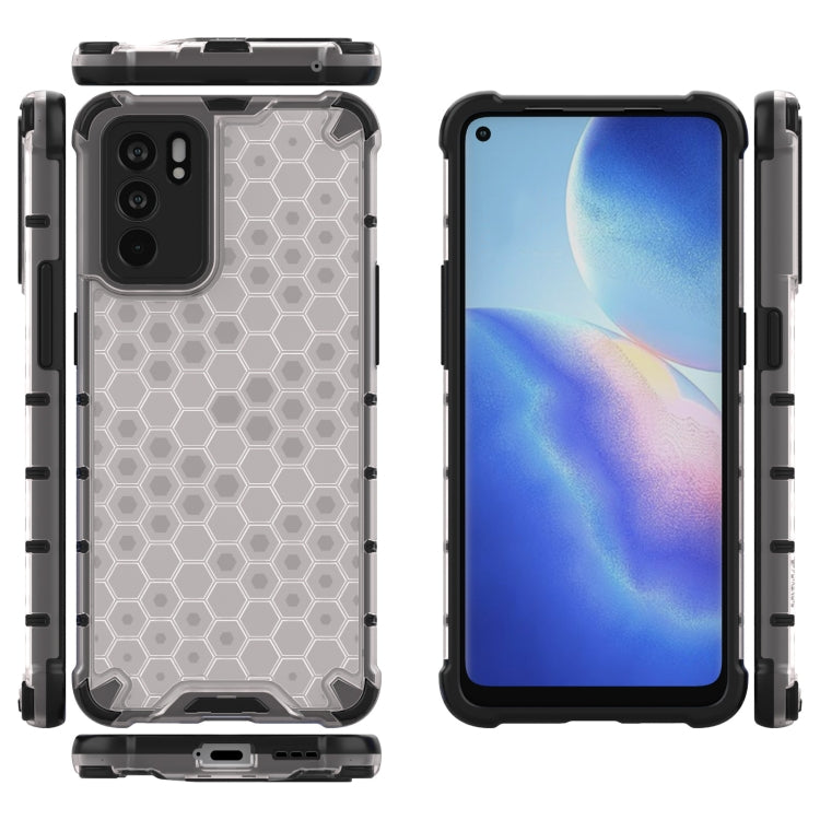 For OPPO Reno6 5G Shockproof Honeycomb PC + TPU Protective Case(White) by buy2fix