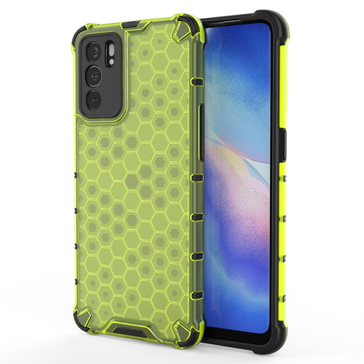 For OPPO Reno6 5G Shockproof Honeycomb PC + TPU Protective Case(Green) by buy2fix