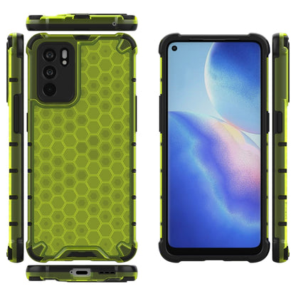For OPPO Reno6 5G Shockproof Honeycomb PC + TPU Protective Case(Green) by buy2fix