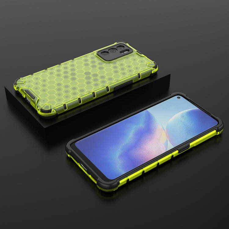 For OPPO Reno6 5G Shockproof Honeycomb PC + TPU Protective Case(Green) by buy2fix
