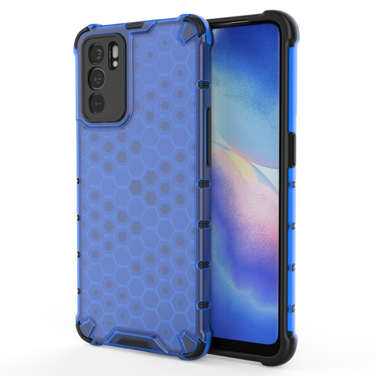 For OPPO Reno6 5G Shockproof Honeycomb PC + TPU Protective Case(Blue) by buy2fix