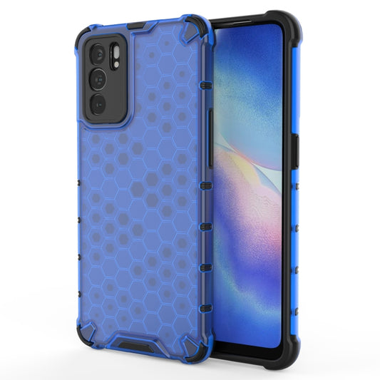 For OPPO Reno6 5G Shockproof Honeycomb PC + TPU Protective Case(Blue) by buy2fix