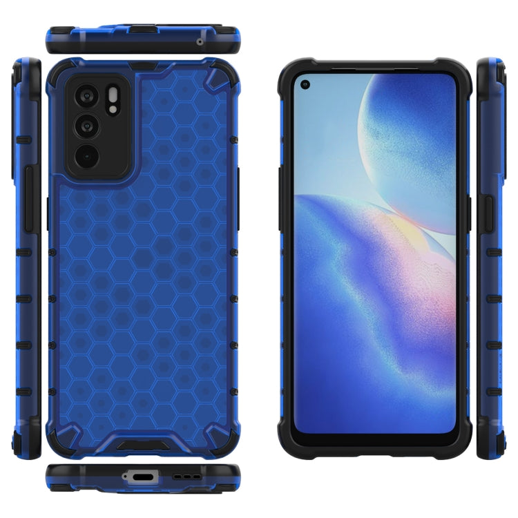 For OPPO Reno6 5G Shockproof Honeycomb PC + TPU Protective Case(Blue) by buy2fix