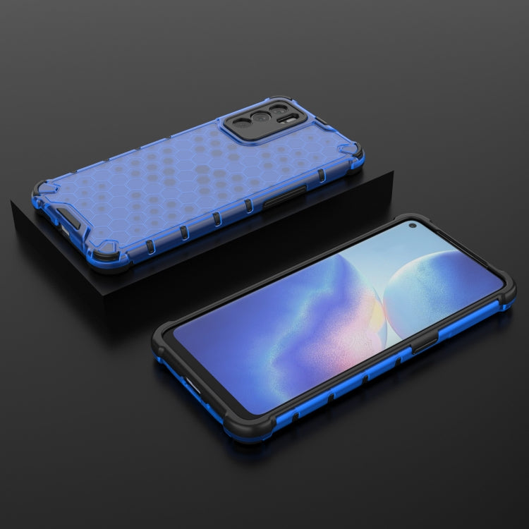 For OPPO Reno6 5G Shockproof Honeycomb PC + TPU Protective Case(Blue) by buy2fix