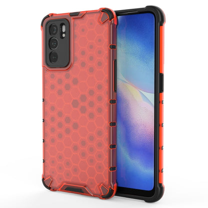 For OPPO Reno6 5G Shockproof Honeycomb PC + TPU Protective Case(Red) by buy2fix