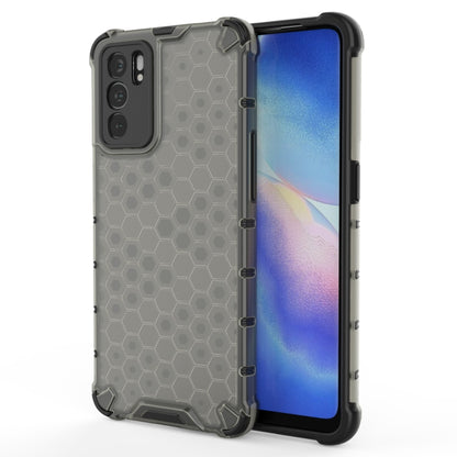 For OPPO Reno6 5G Shockproof Honeycomb PC + TPU Protective Case(Black) by buy2fix