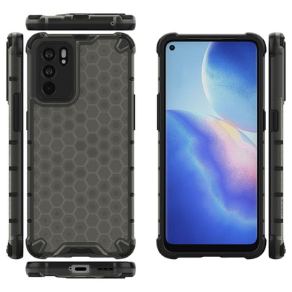For OPPO Reno6 5G Shockproof Honeycomb PC + TPU Protective Case(Black) by buy2fix