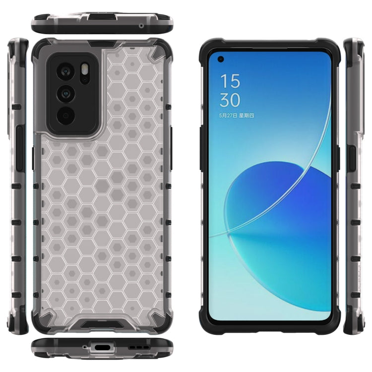 For OPPO Reno6 Pro 5G Shockproof Honeycomb PC + TPU Protective Case(White) by buy2fix