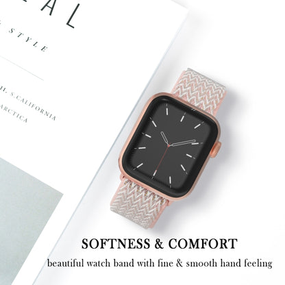 Wave Texture Nylon Watch Band For Apple Watch Ultra 49mm&Watch Ultra 2 49mm / Series 9&8&7 45mm / SE 3&SE 2&6&SE&5&4 44mm / 3&2&1 42mm(Sand Pink) by buy2fix