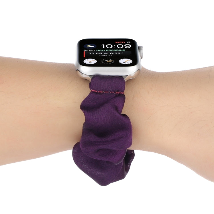 Scarf Hair Tie Watch Band For Apple Watch Ultra 49mm&Watch Ultra 2 49mm / Series 9&8&7 45mm / SE 3&SE 2&6&SE&5&4 44mm / 3&2&1 42mm(Dark Purple) by buy2fix