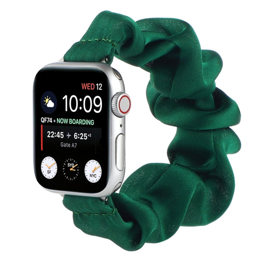 Scarf Hair Tie Watch Band For Apple Watch Ultra 49mm&Watch Ultra 2 49mm / Series 9&8&7 45mm / SE 3&SE 2&6&SE&5&4 44mm / 3&2&1 42mm(Dark Green) by buy2fix