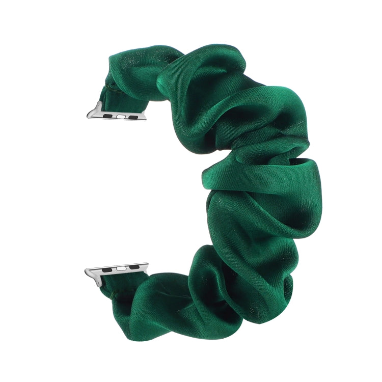 Scarf Hair Tie Watch Band For Apple Watch Ultra 49mm&Watch Ultra 2 49mm / Series 9&8&7 45mm / SE 3&SE 2&6&SE&5&4 44mm / 3&2&1 42mm(Dark Green) by buy2fix