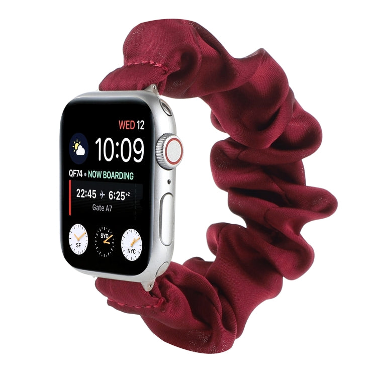 Scarf Hair Tie Watch Band For Apple Watch Ultra 49mm&Watch Ultra 2 49mm / Series 9&8&7 45mm / SE 3&SE 2&6&SE&5&4 44mm / 3&2&1 42mm(Red Wine) by buy2fix