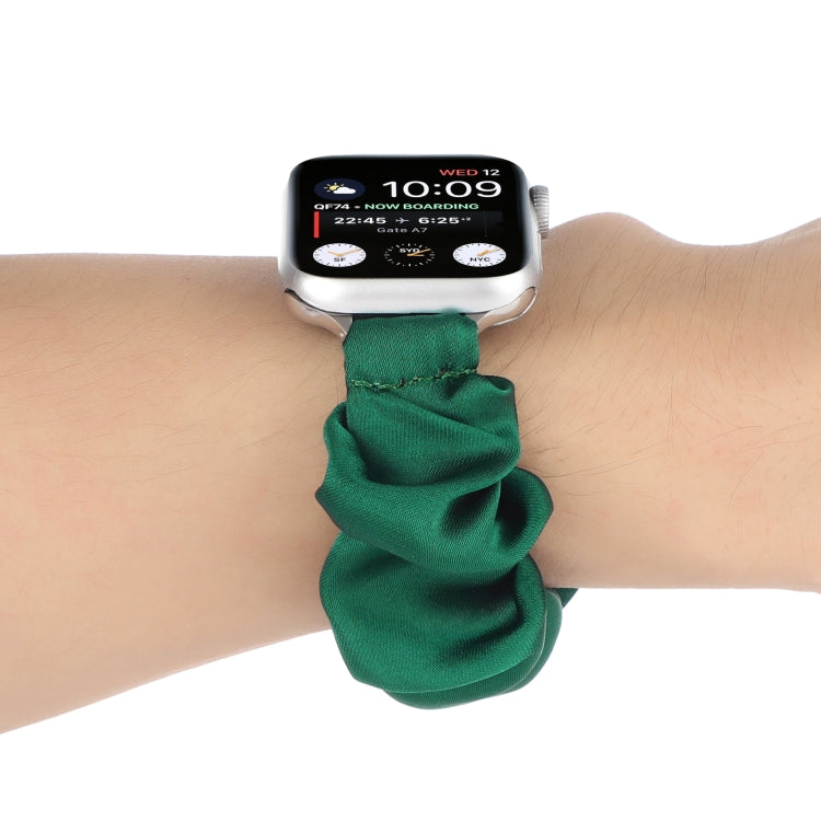 Scarf Hair Tie Watch Band For Apple Watch Series 9&8&7 41mm / SE 3&SE 2&6&SE&5&4 40mm / 3&2&1 38mm(Dark Green) by buy2fix