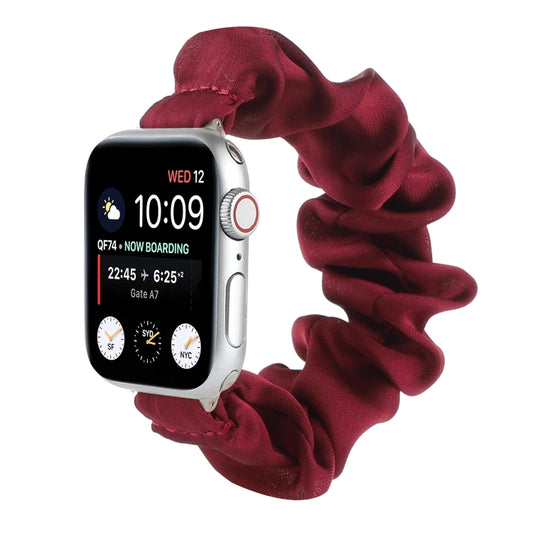 Scarf Hair Tie Watch Band For Apple Watch Series 9&8&7 41mm / SE 3&SE 2&6&SE&5&4 40mm / 3&2&1 38mm(Red Wine) by buy2fix