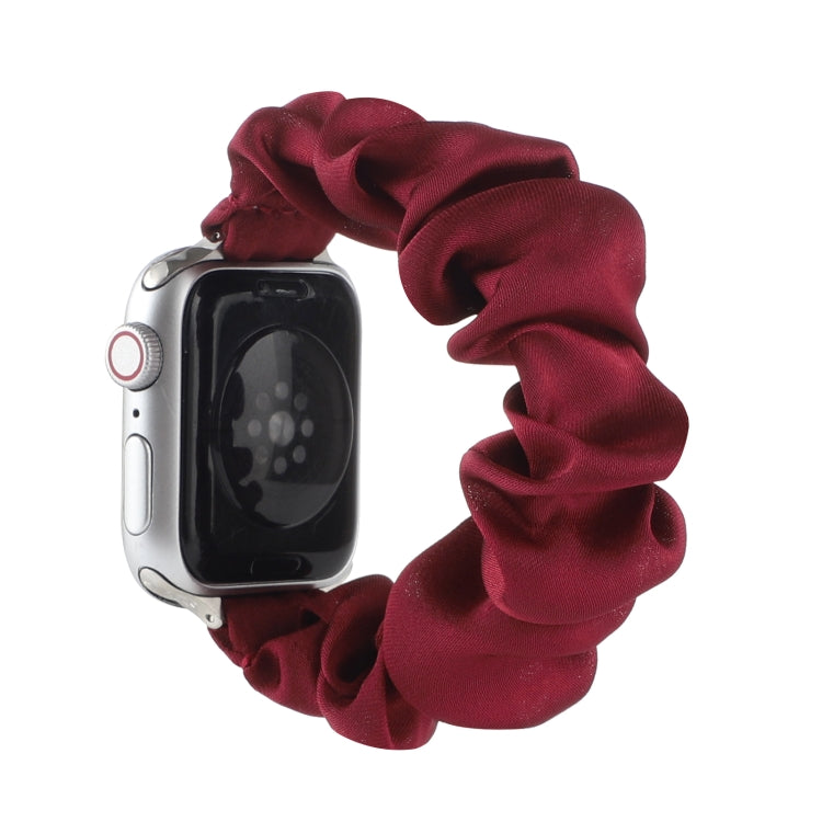 Scarf Hair Tie Watch Band For Apple Watch Series 9&8&7 41mm / SE 3&SE 2&6&SE&5&4 40mm / 3&2&1 38mm(Red Wine) by buy2fix