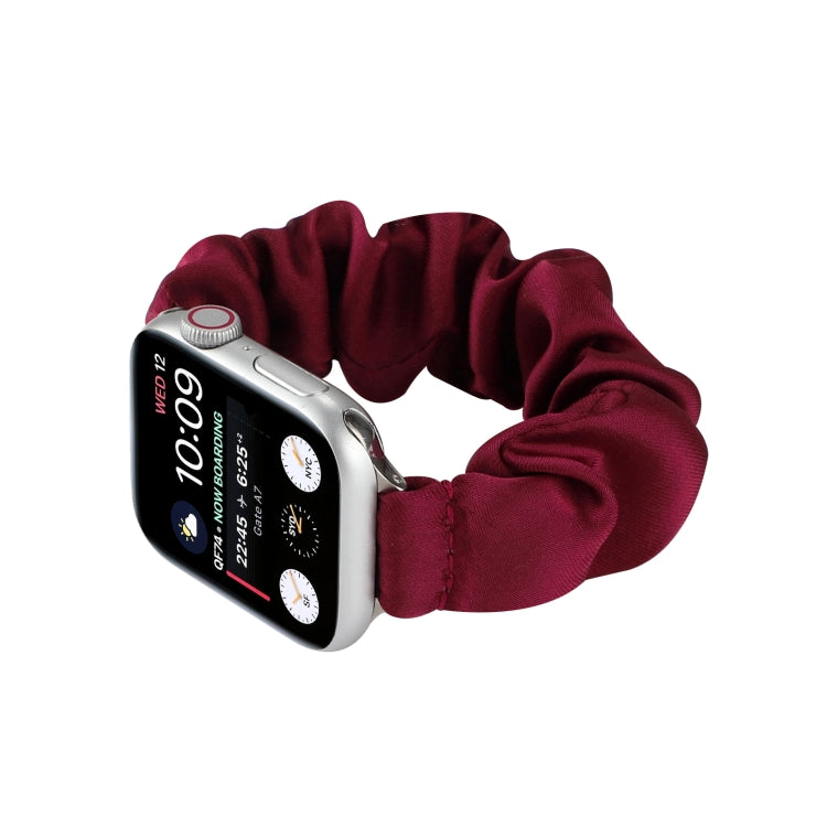 Scarf Hair Tie Watch Band For Apple Watch Series 9&8&7 41mm / SE 3&SE 2&6&SE&5&4 40mm / 3&2&1 38mm(Red Wine) by buy2fix