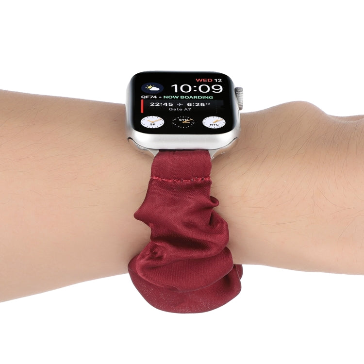 Scarf Hair Tie Watch Band For Apple Watch Series 9&8&7 41mm / SE 3&SE 2&6&SE&5&4 40mm / 3&2&1 38mm(Red Wine) by buy2fix