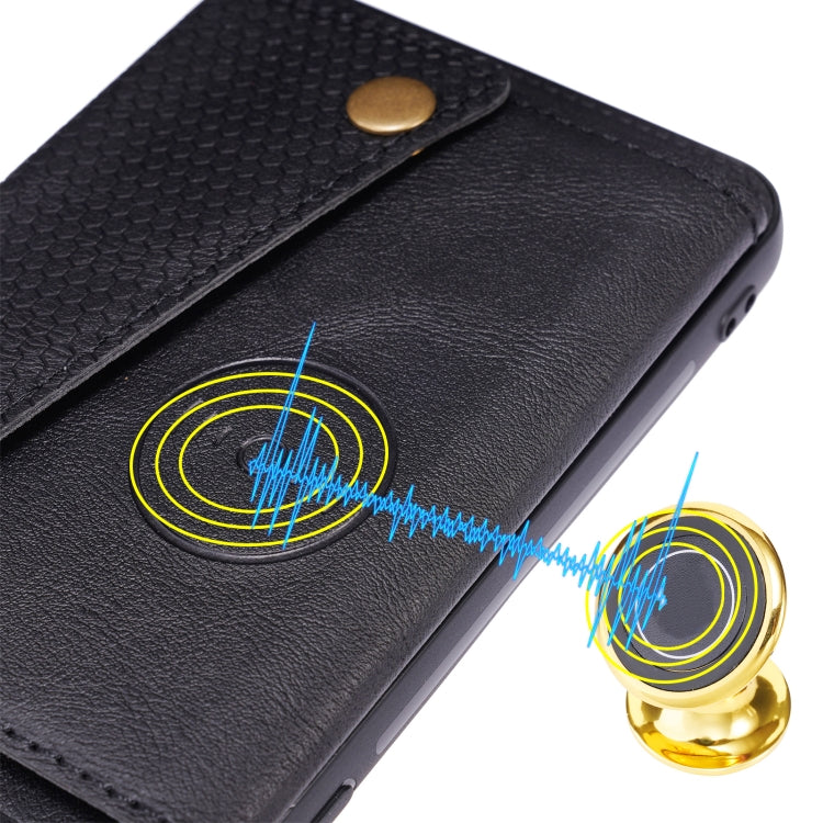 For Huawei P50 Double Buckle PU + TPU Shockproof Magnetic Protective Case with Card Slot & Holder(Black) - Huawei Cases by buy2fix | Online Shopping UK | buy2fix