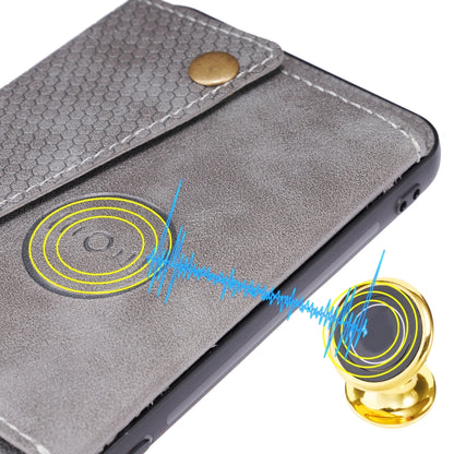 For Huawei P50 Double Buckle PU + TPU Shockproof Magnetic Protective Case with Card Slot & Holder(Grey) - Huawei Cases by buy2fix | Online Shopping UK | buy2fix