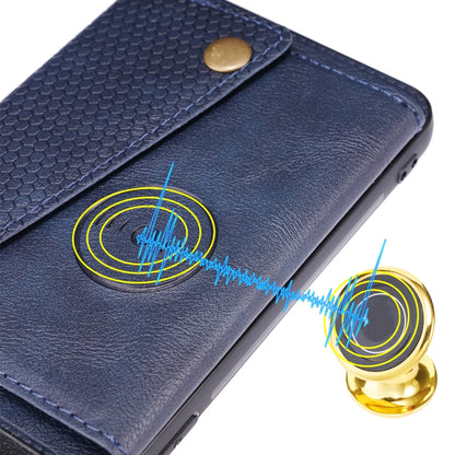For Huawei P50 Double Buckle PU + TPU Shockproof Magnetic Protective Case with Card Slot & Holder(Blue) - Huawei Cases by buy2fix | Online Shopping UK | buy2fix