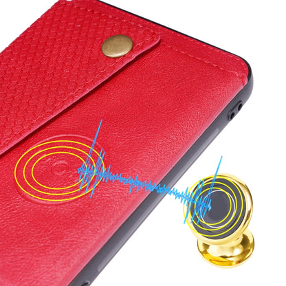 For Huawei P50 Double Buckle PU + TPU Shockproof Magnetic Protective Case with Card Slot & Holder(Red) - Huawei Cases by buy2fix | Online Shopping UK | buy2fix