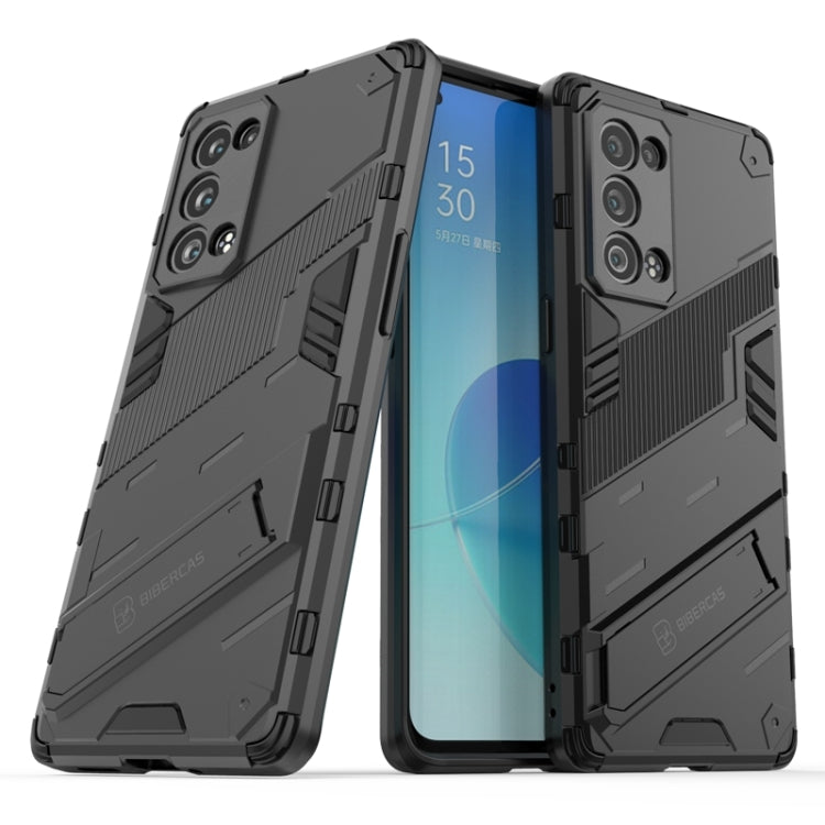 For OPPO Reno6 Pro+ 5G Punk Armor 2 in 1 PC + TPU Shockproof Case with Invisible Holder(Black) by buy2fix