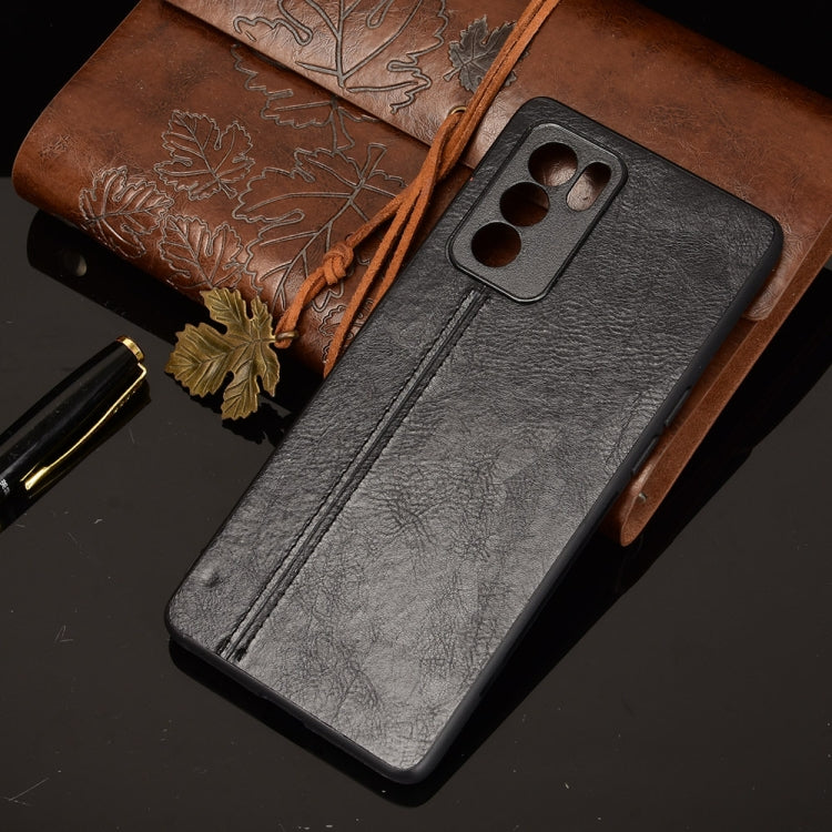 For OPPO Reno6 Pro Shockproof Sewing Cow Pattern Skin PC + PU + TPU Case(Black) - OPPO Cases by AZNS | Online Shopping UK | buy2fix