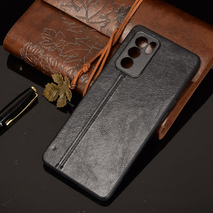 For OPPO Reno6 Pro Shockproof Sewing Cow Pattern Skin PC + PU + TPU Case(Black) - OPPO Cases by AZNS | Online Shopping UK | buy2fix