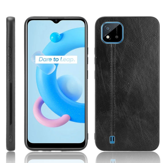 For OPPO Realme C11 2021 / Realme C20 Shockproof Sewing Cow Pattern Skin PC + PU + TPU Case(Black) - Realme Cases by buy2fix | Online Shopping UK | buy2fix