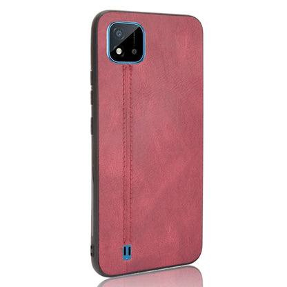 For OPPO Realme C11 2021 / Realme C20 Shockproof Sewing Cow Pattern Skin PC + PU + TPU Case(Red) - Realme Cases by buy2fix | Online Shopping UK | buy2fix