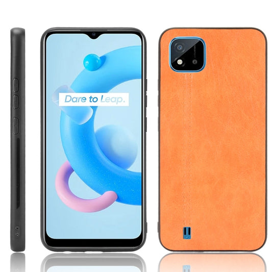 For OPPO Realme C11 2021 / Realme C20 Shockproof Sewing Cow Pattern Skin PC + PU + TPU Case(Orange) - Realme Cases by buy2fix | Online Shopping UK | buy2fix