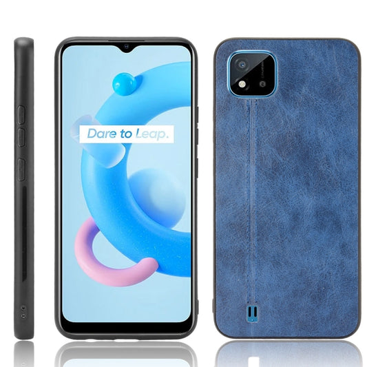 For OPPO Realme C11 2021 / Realme C20 Shockproof Sewing Cow Pattern Skin PC + PU + TPU Case(Blue) - Realme Cases by buy2fix | Online Shopping UK | buy2fix