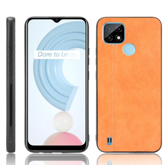 For OPPO Realme C21 Shockproof Sewing Cow Pattern Skin PC + PU + TPU Case(Orange) - Realme Cases by buy2fix | Online Shopping UK | buy2fix