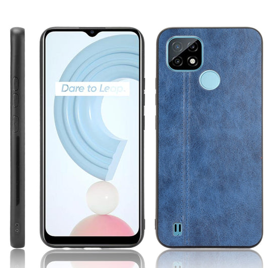 For OPPO Realme C21 Shockproof Sewing Cow Pattern Skin PC + PU + TPU Case(Blue) - Realme Cases by buy2fix | Online Shopping UK | buy2fix