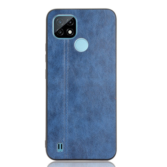 For OPPO Realme C21 Shockproof Sewing Cow Pattern Skin PC + PU + TPU Case(Blue) - Realme Cases by buy2fix | Online Shopping UK | buy2fix